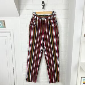 Vintage Christina 100% Cotton Multi Color Striped High Rise Denim Jeans